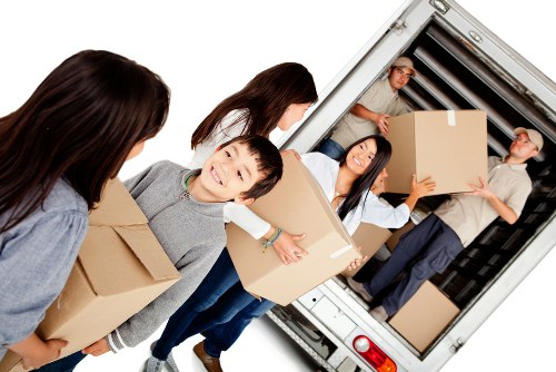 Removal van ready for a local move in Balham residential street