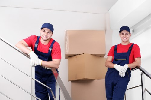 Removal team preparing boxes and furniture for transport