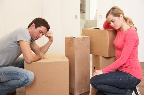 Packed boxes and furniture ready for a one-bedroom flat move in Balham