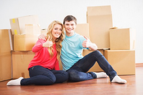 Packed removal van for home or office transport in Balham